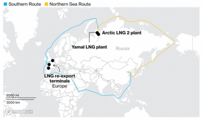 Россия вынуждена менять арктические морские пути поставки СПГ из-за санкций ЕС